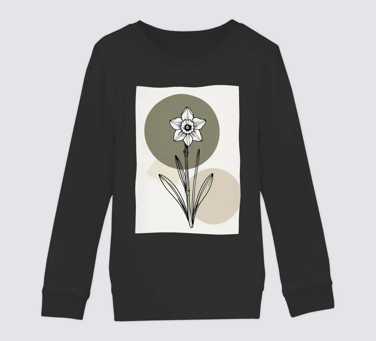 Minimalist line art of a single daffodil flower sweat enfant de Bloom And Brush