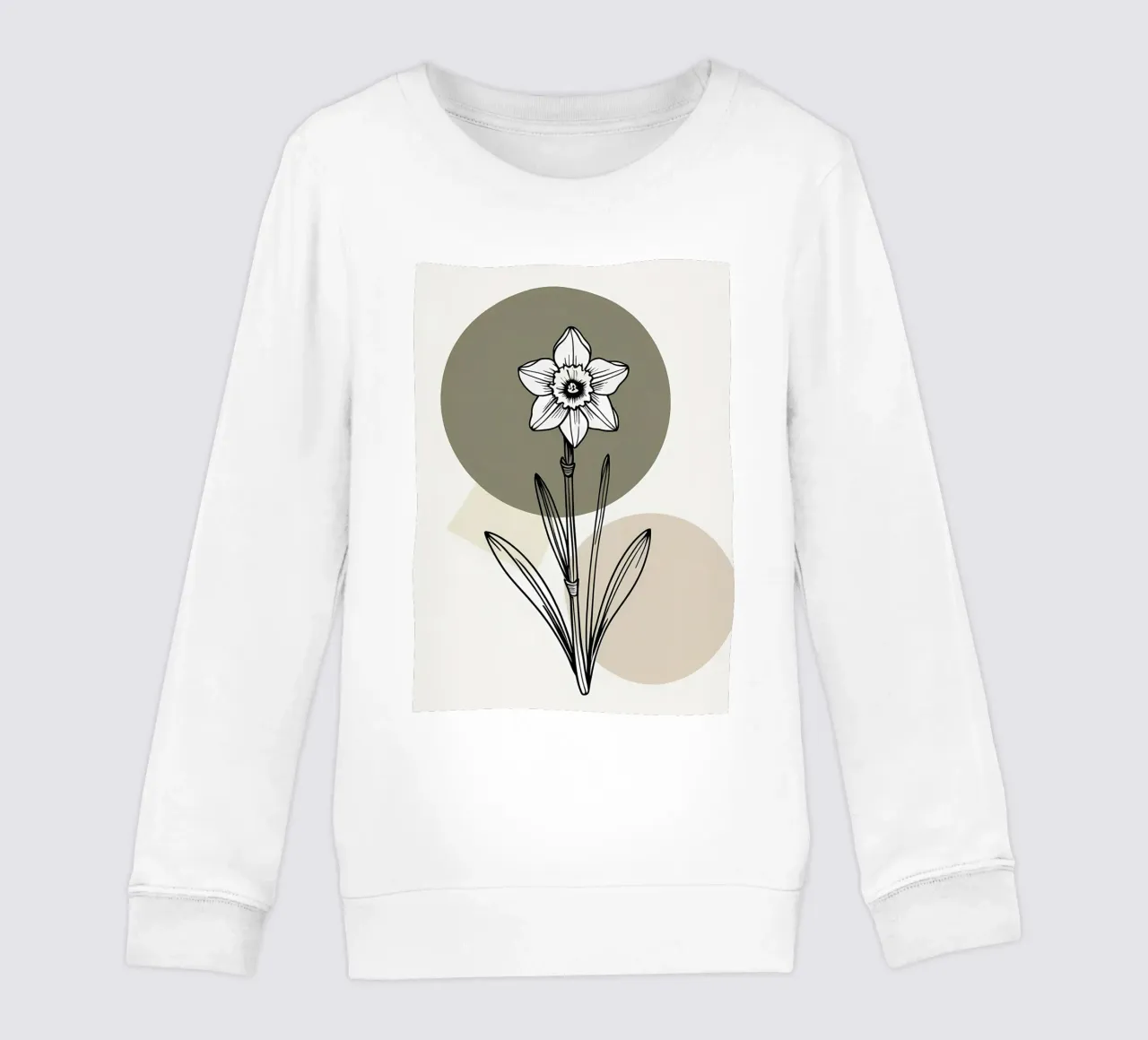 Minimalist line art of a single daffodil flower sudadera para niño de Bloom And Brush