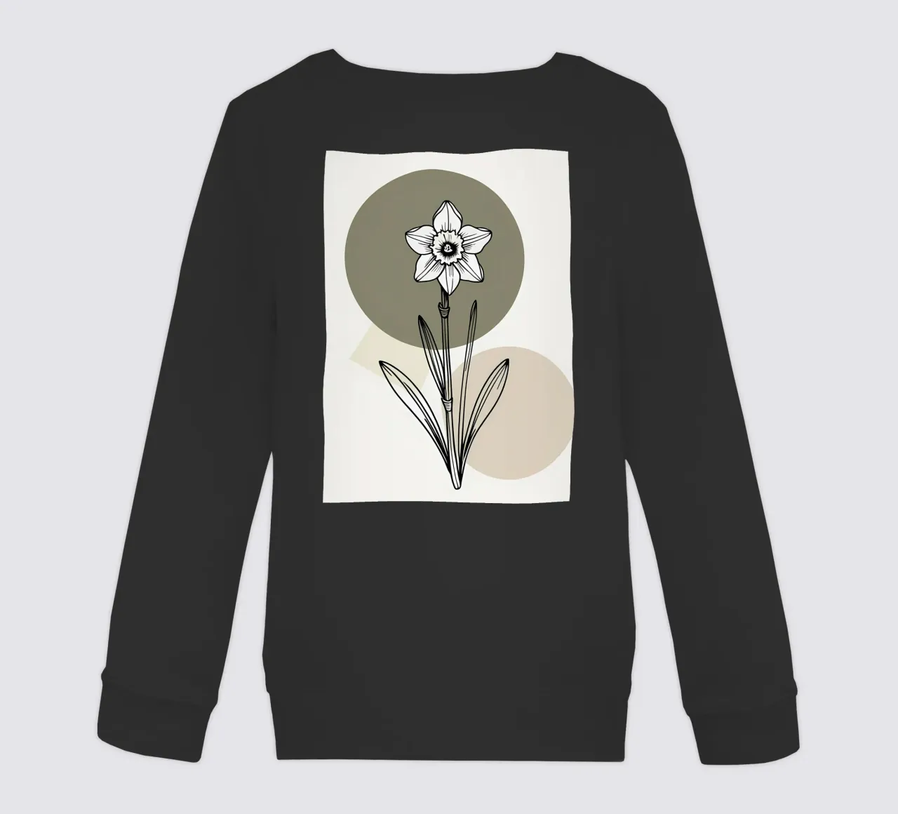 Minimalist line art of a single daffodil flower sweat enfant de Bloom And Brush