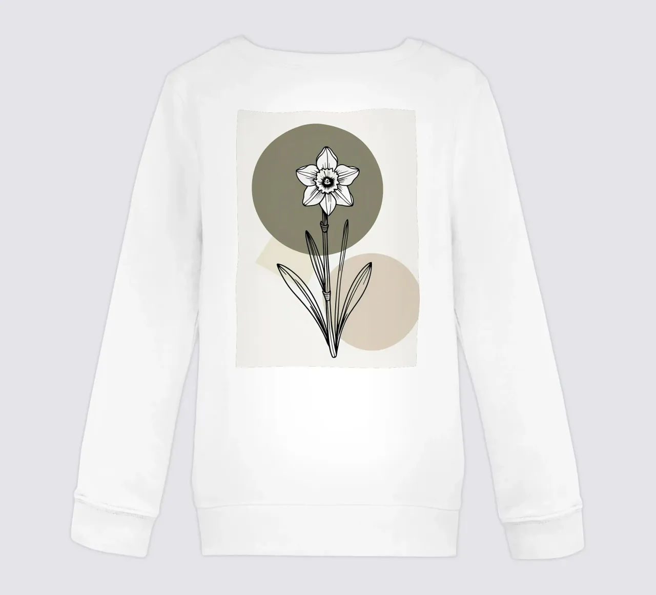 Minimalist line art of a single daffodil flower sudadera para niño de Bloom And Brush