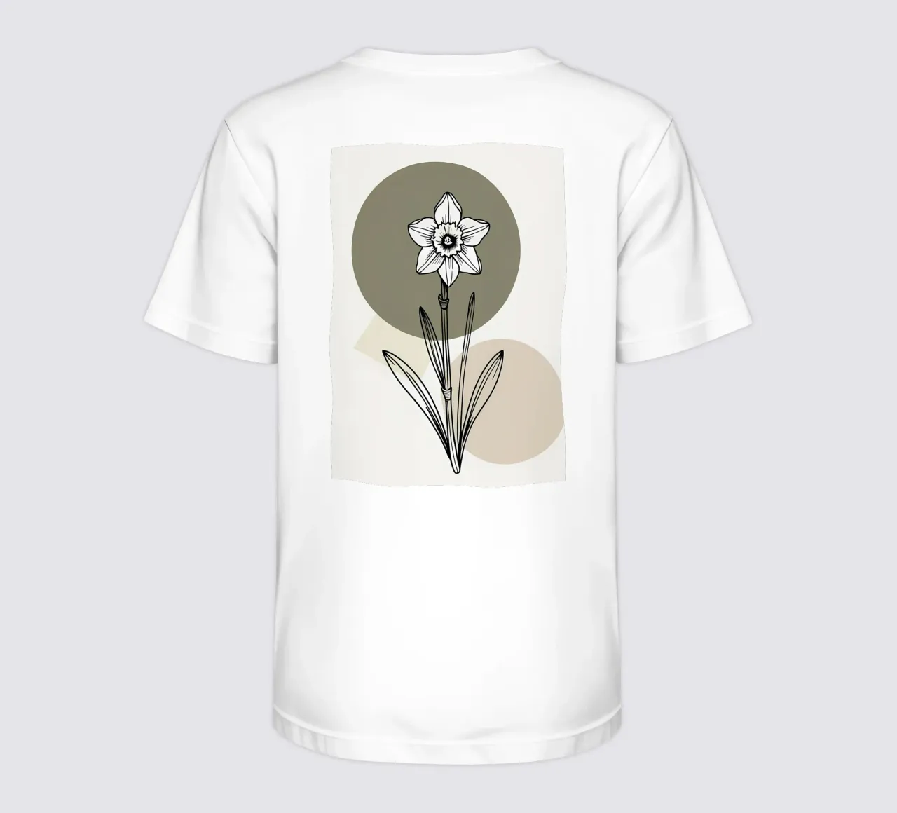 Minimalist line art of a single daffodil flower t-shirt bambini da Bloom And Brush