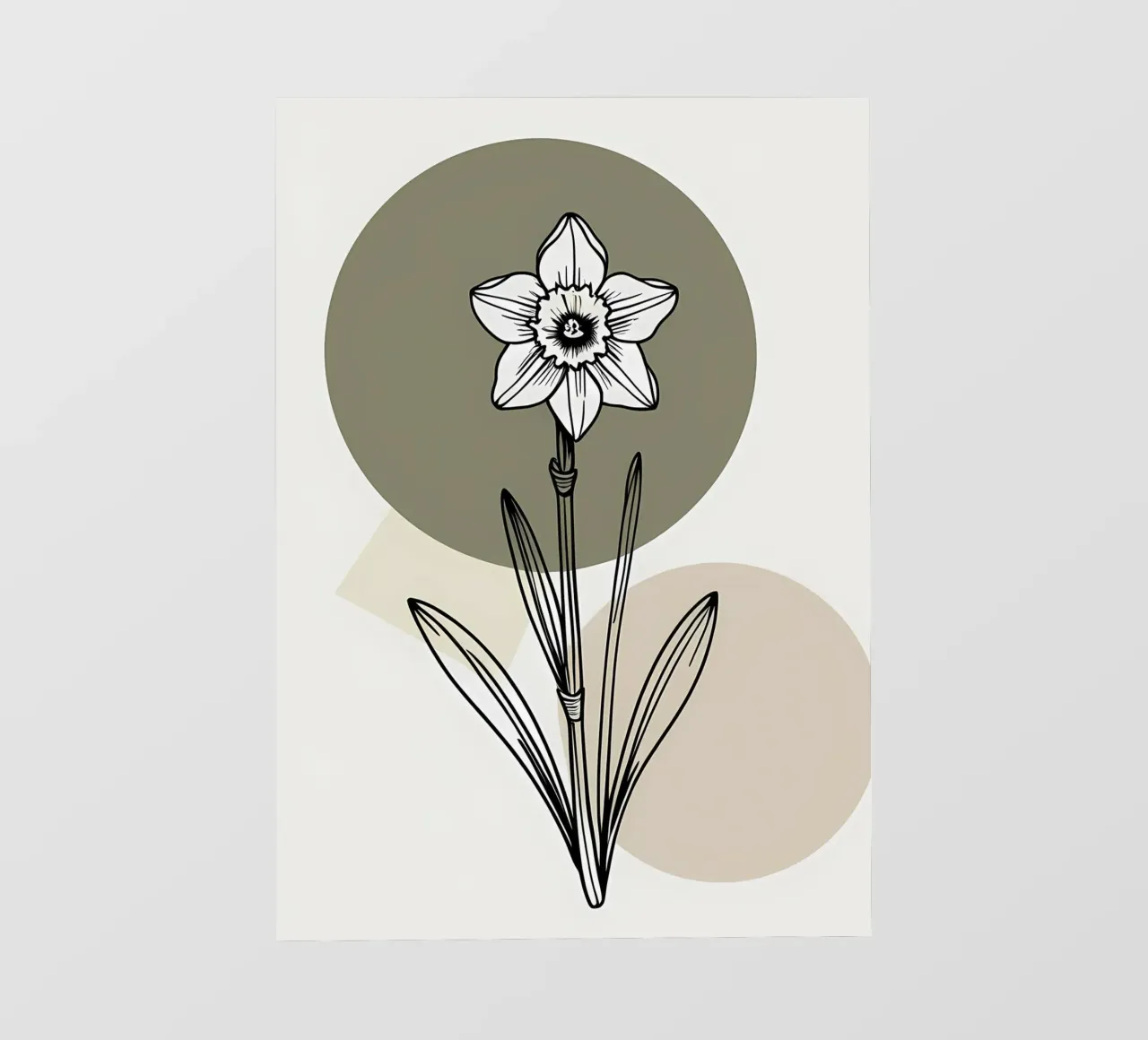 Minimalist line art of a single daffodil flower pellicola backlit da Bloom And Brush