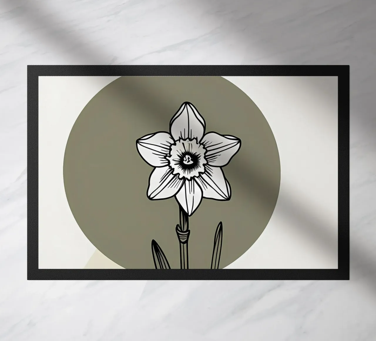 Minimalist line art of a single daffodil flower zerbino da Bloom And Brush