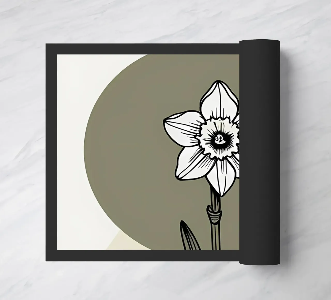 Minimalist line art of a single daffodil flower zerbino da Bloom And Brush