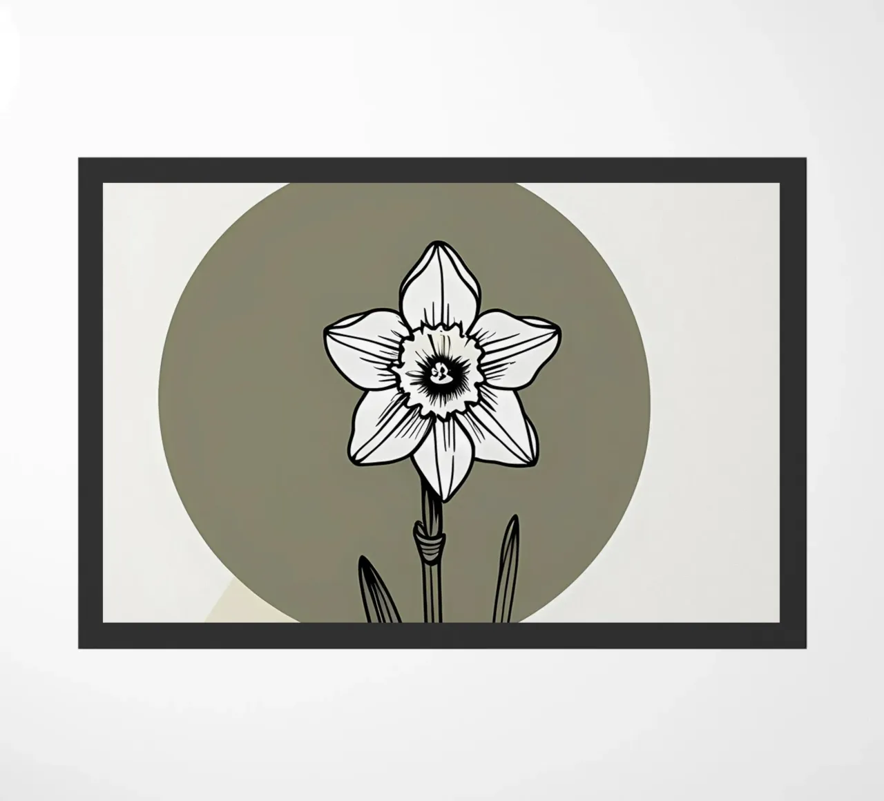 Minimalist line art of a single daffodil flower zerbino da Bloom And Brush