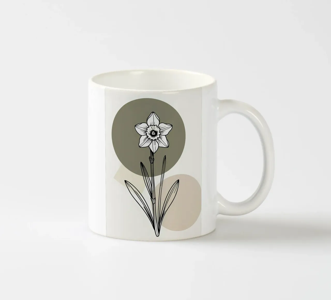 Minimalist line art of a single daffodil flower tazza in ceramica da Bloom And Brush
