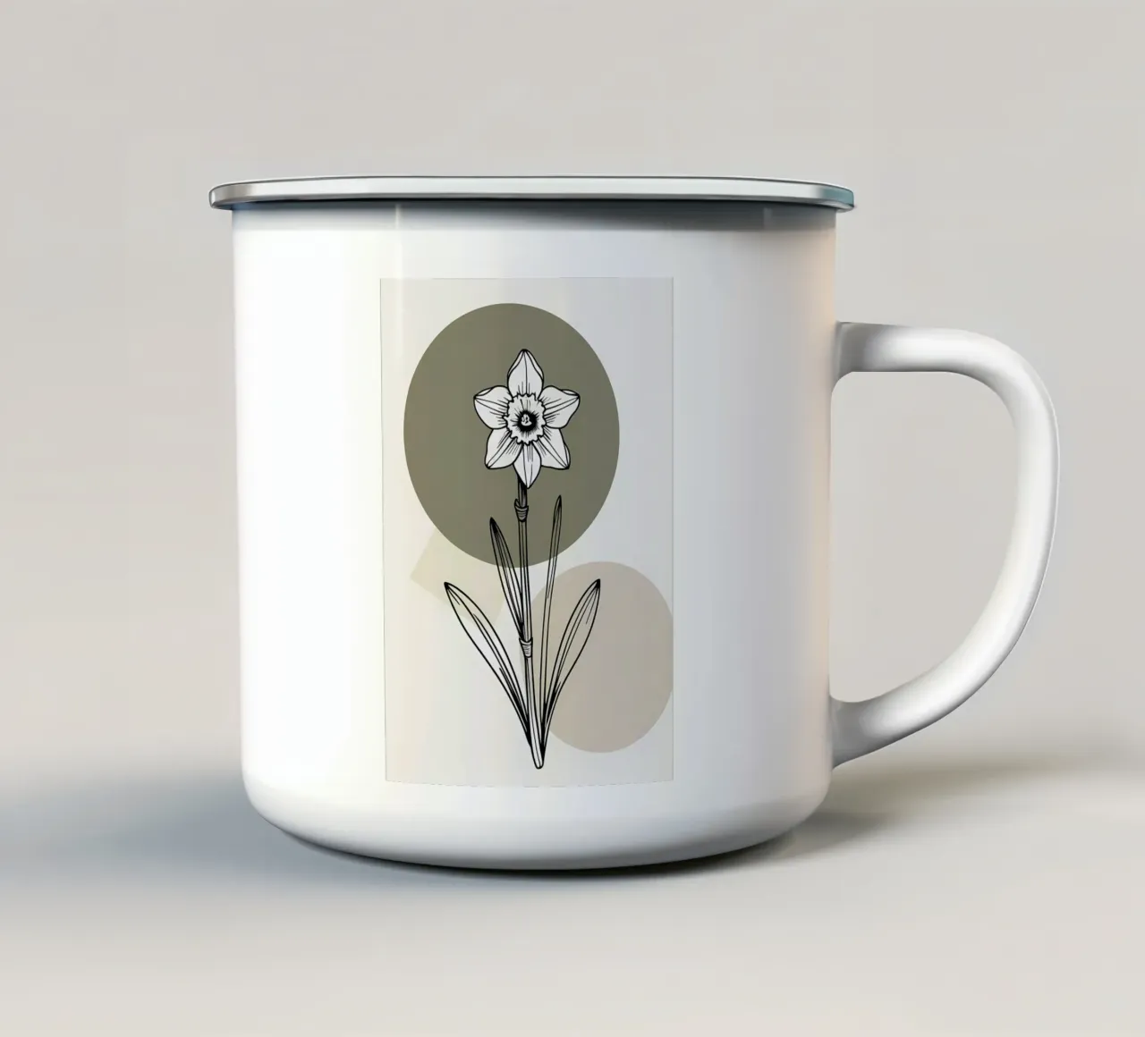 Minimalist line art of a single daffodil flower tazza in smalto da Bloom And Brush