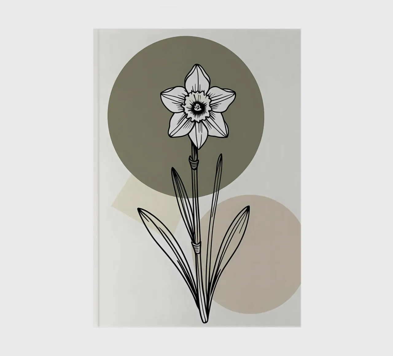 Minimalist line art of a single daffodil flower notebook by Bloom And Brush