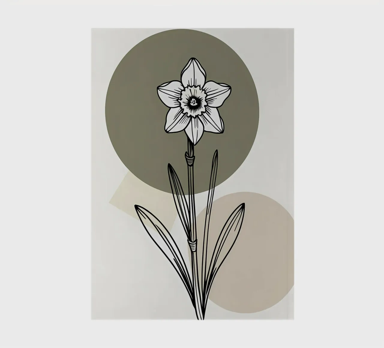 Minimalist line art of a single daffodil flower notebook by Bloom And Brush