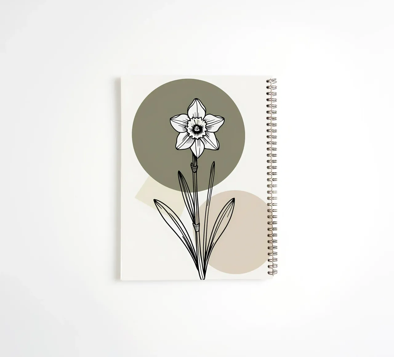 Minimalist line art of a single daffodil flower diario ad anelli da Bloom And Brush
