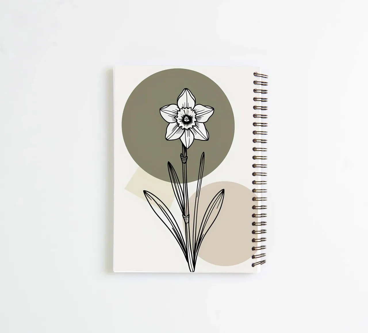 Minimalist line art of a single daffodil flower diario ad anelli da Bloom And Brush