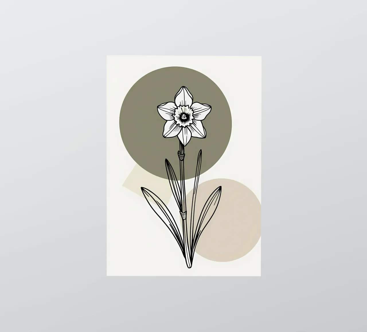 Minimalist line art of a single daffodil flower adesivo da Bloom And Brush