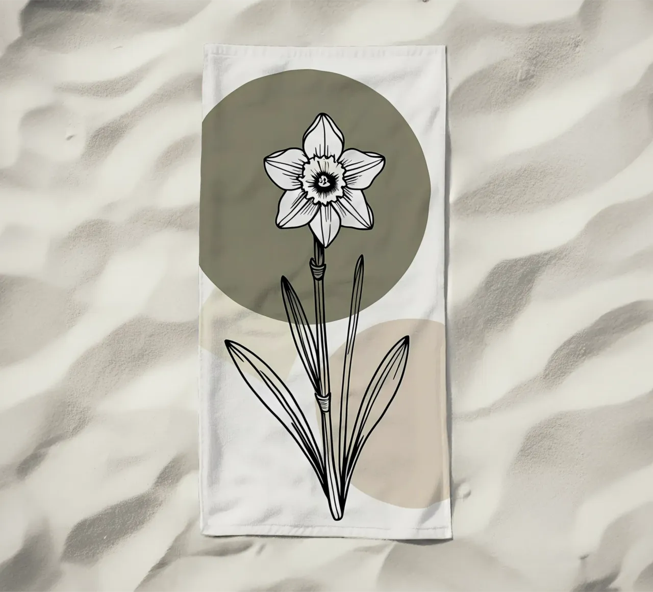 Minimalist line art of a single daffodil flower telo mare da Bloom And Brush