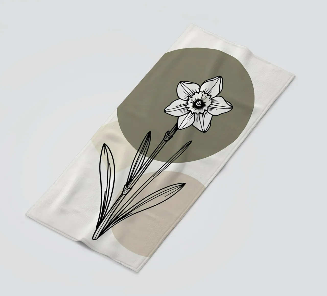 Minimalist line art of a single daffodil flower telo mare da Bloom And Brush