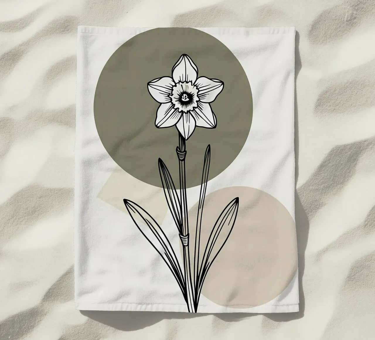 Minimalist line art of a single daffodil flower telo mare da Bloom And Brush