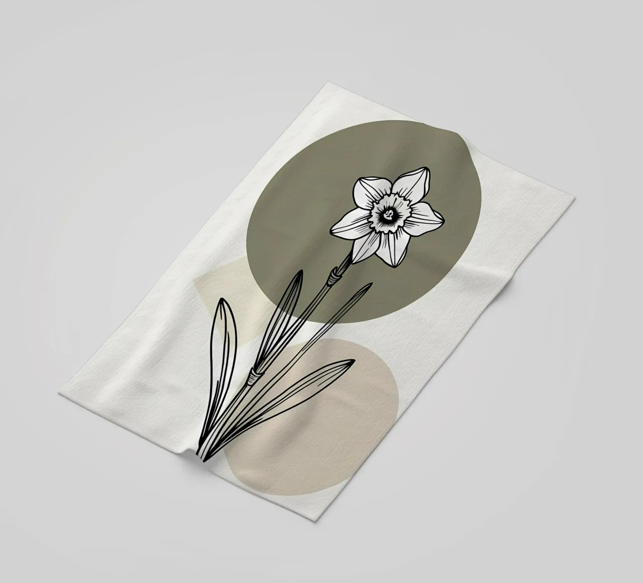 Minimalist line art of a single daffodil flower telo mare da Bloom And Brush