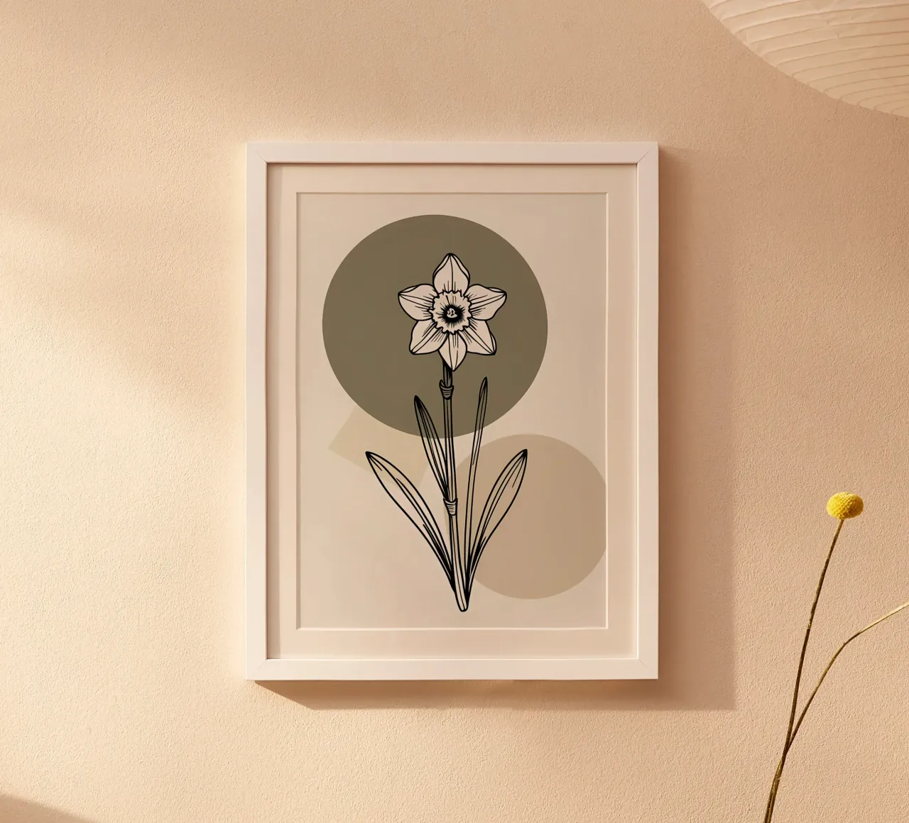 Minimalist line art of a single daffodil flower carta hahnemühle da Bloom And Brush