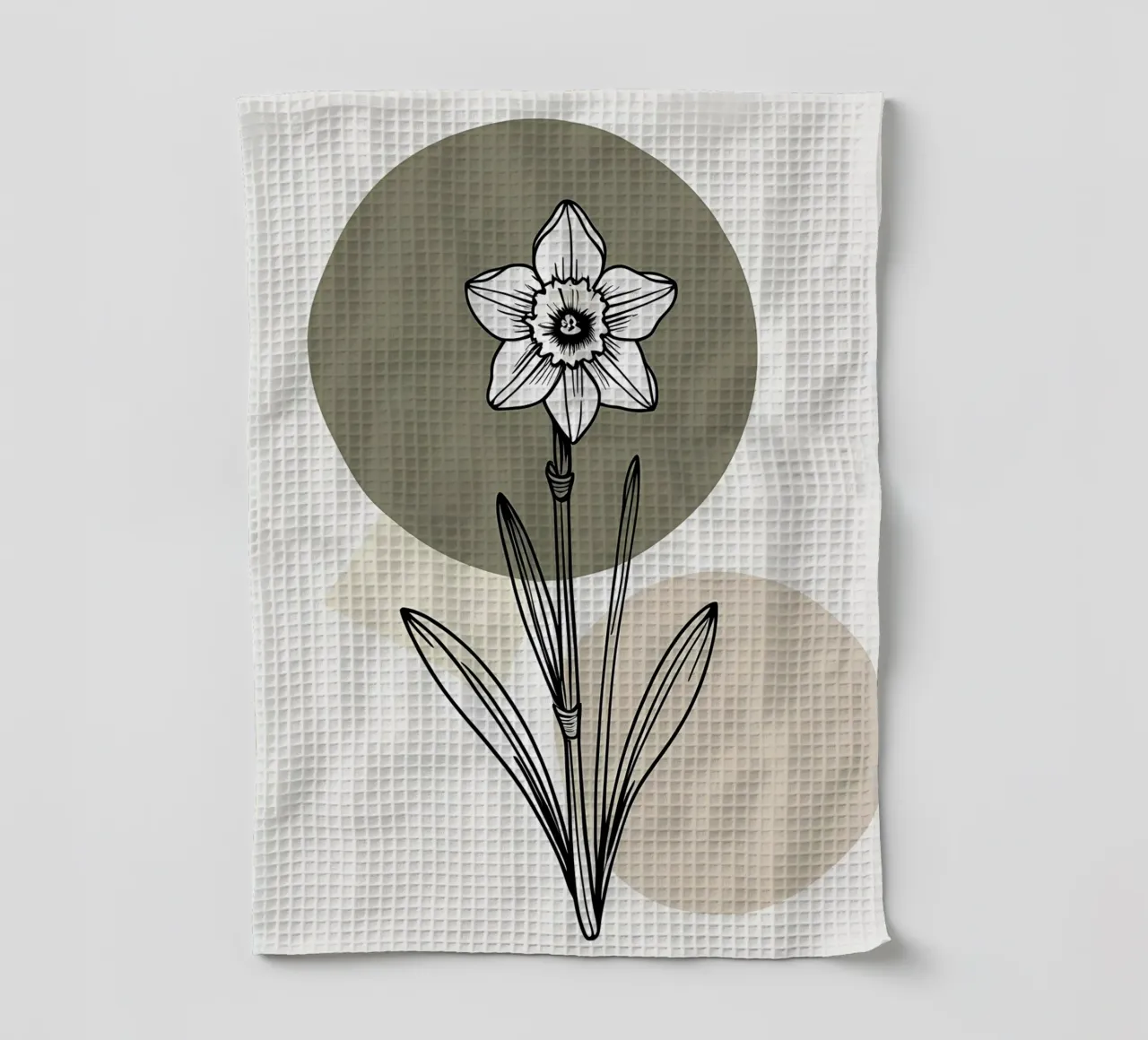 Minimalist line art of a single daffodil flower canovaccio da cucina da Bloom And Brush