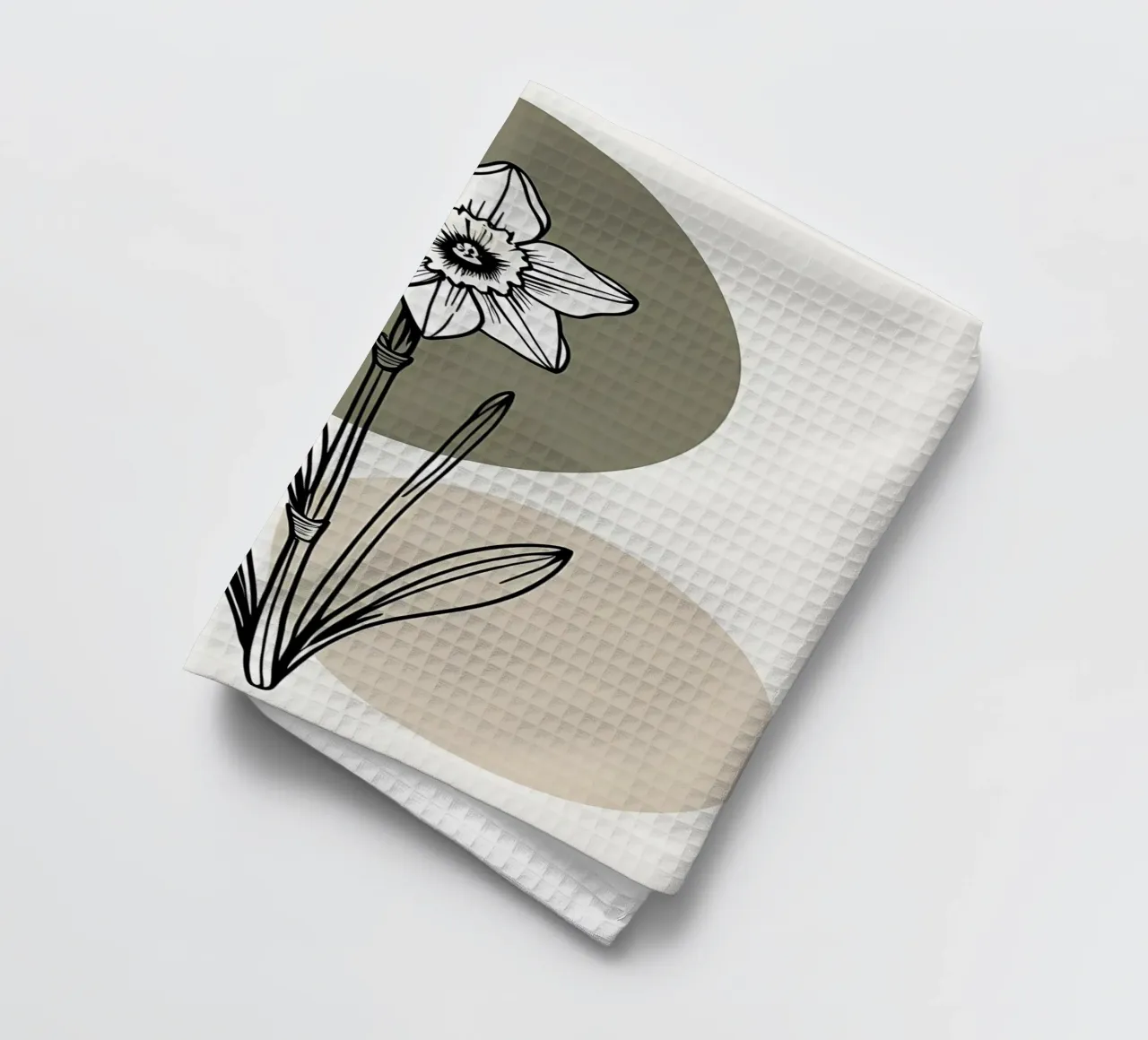Minimalist line art of a single daffodil flower canovaccio da cucina da Bloom And Brush