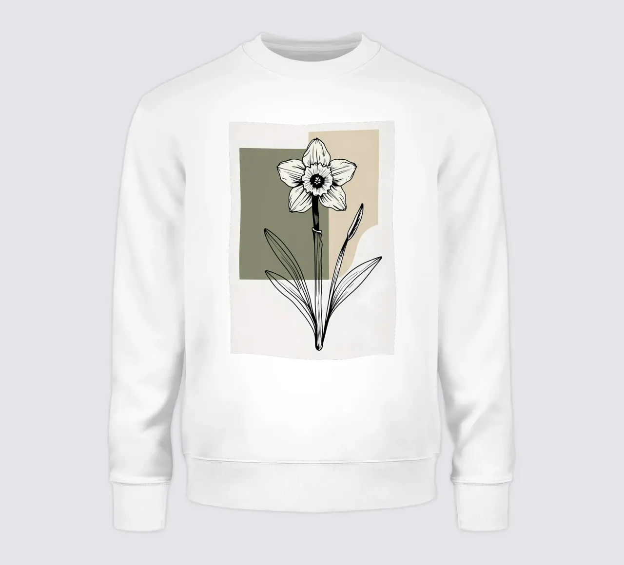 Line art minimalista di un singolo fiore di narciso felpa da Bloom And Brush