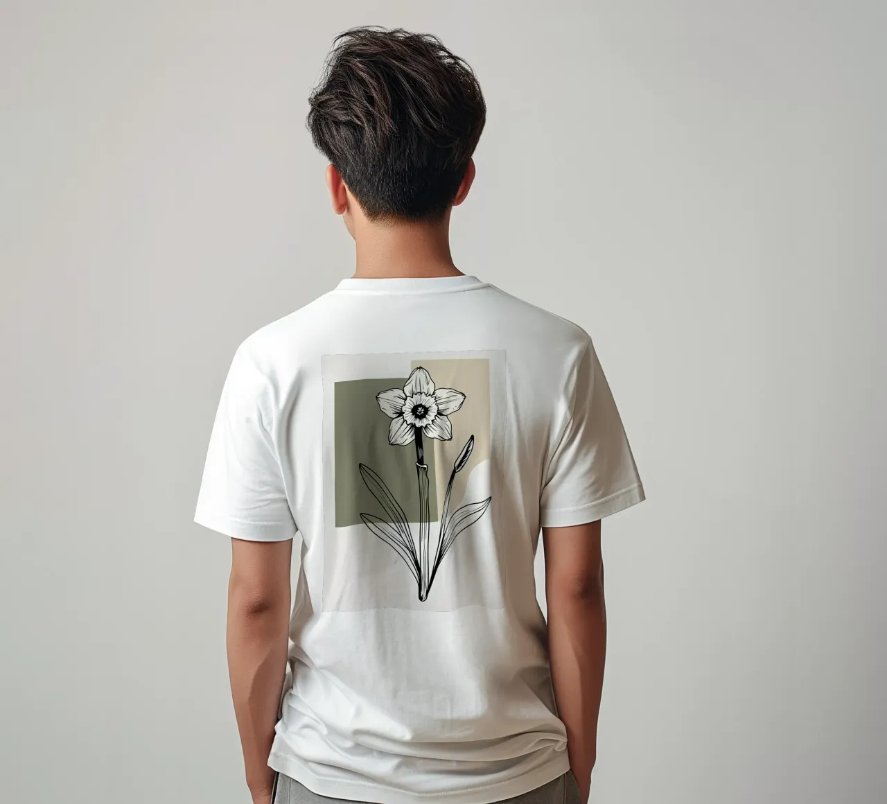 Line art minimalista di un singolo fiore di narciso t-shirt da Bloom And Brush