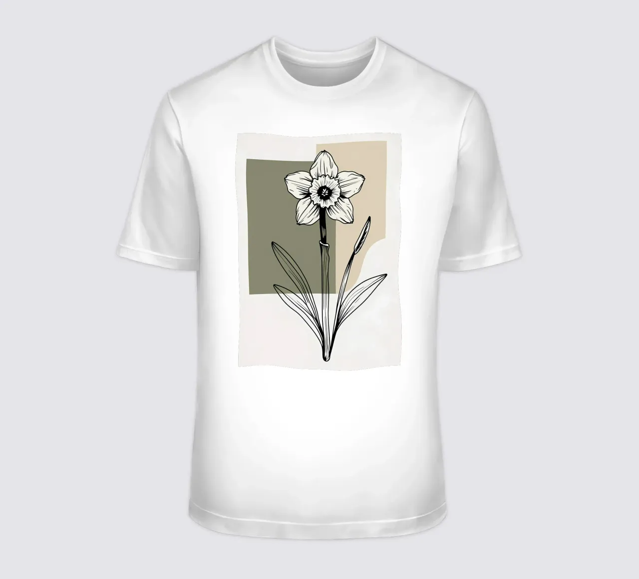 Line art minimalista di un singolo fiore di narciso t-shirt da Bloom And Brush
