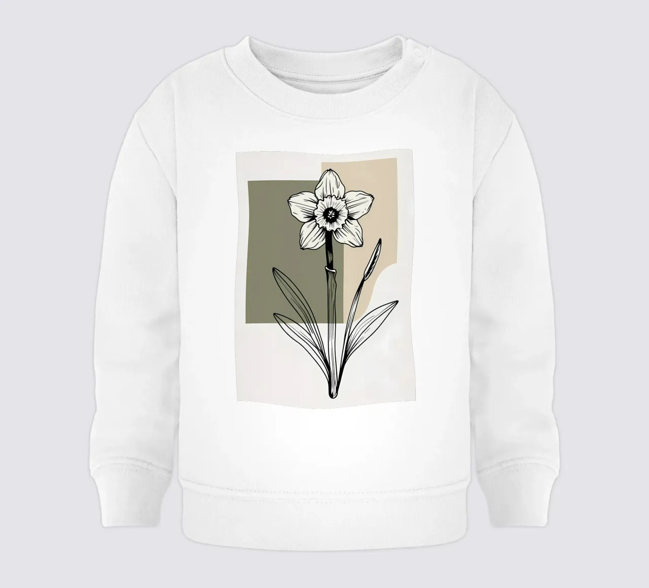 Line art minimalista di un singolo fiore di narciso felpa neonato da Bloom And Brush