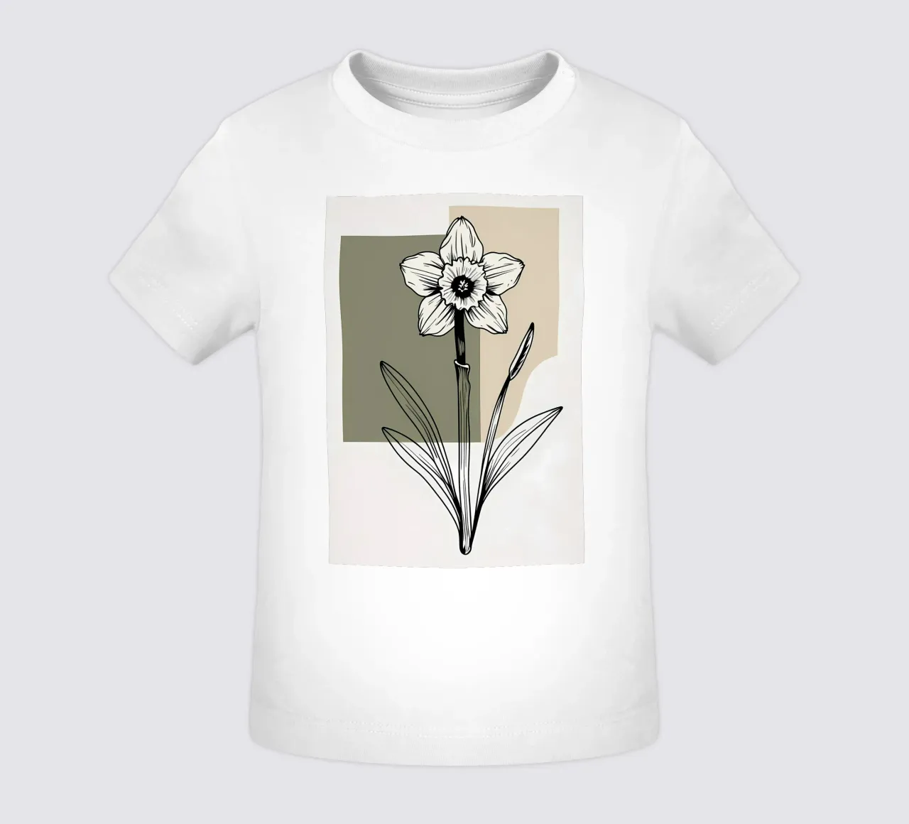 Line art minimalista di un singolo fiore di narciso maglietta neonato da Bloom And Brush