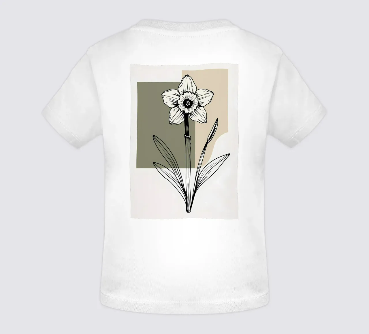 Line art minimalista di un singolo fiore di narciso maglietta neonato da Bloom And Brush