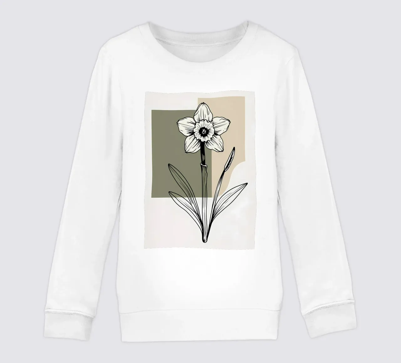 Line art minimalista di un singolo fiore di narciso felpa bambino da Bloom And Brush