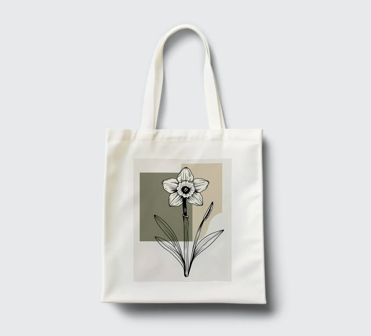 Line art minimalista di un singolo fiore di narciso borsa in juta da Bloom And Brush
