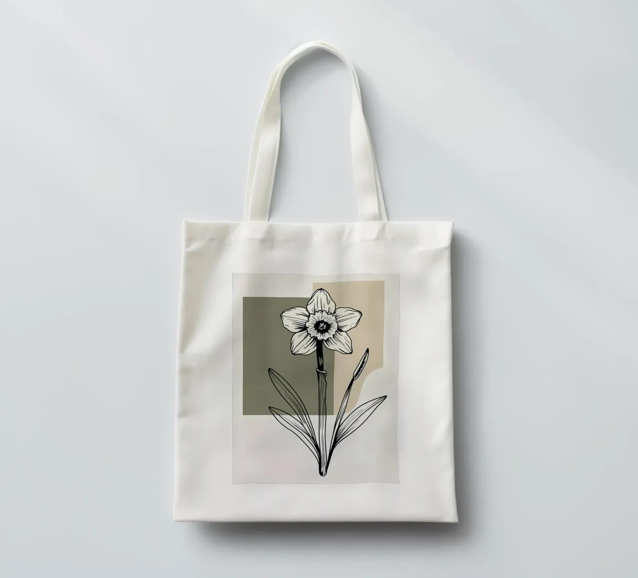 Line art minimalista di un singolo fiore di narciso borsa in juta da Bloom And Brush