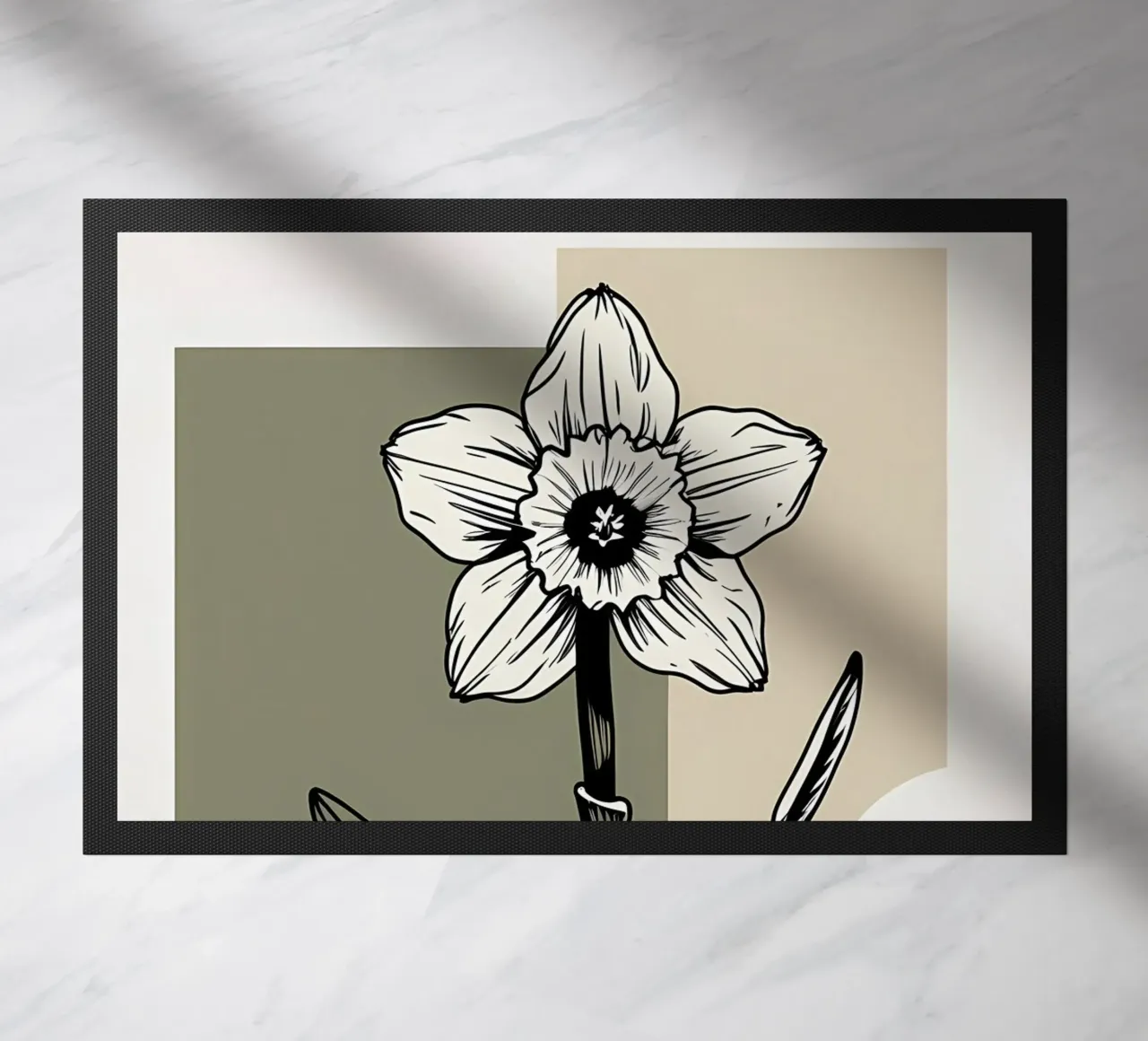 Line art minimalista di un singolo fiore di narciso zerbino da Bloom And Brush