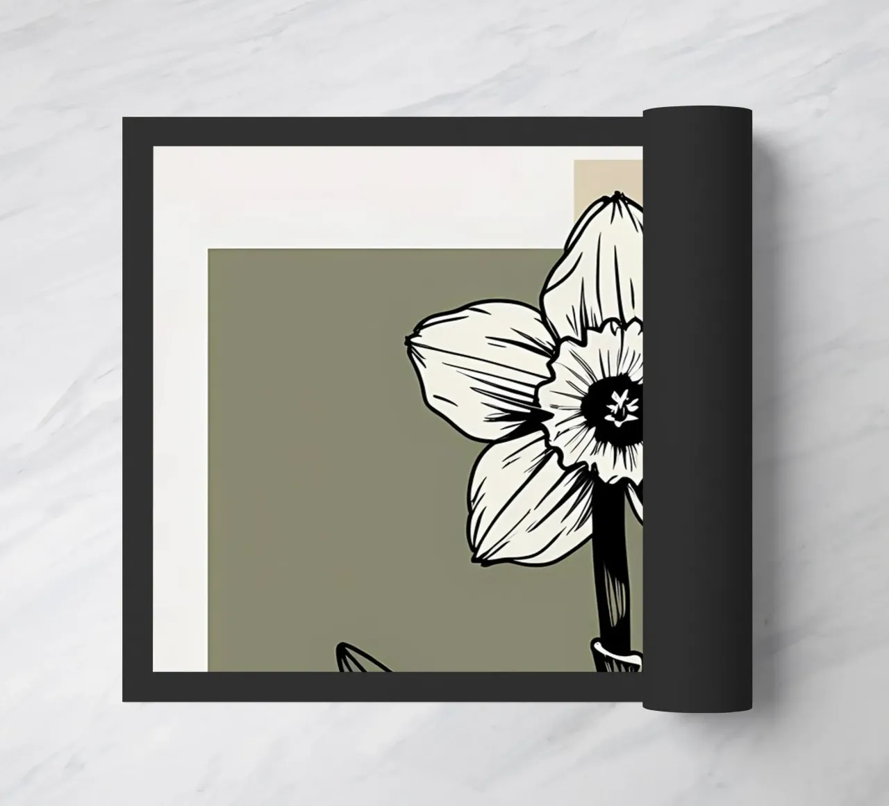 Line art minimalista di un singolo fiore di narciso zerbino da Bloom And Brush