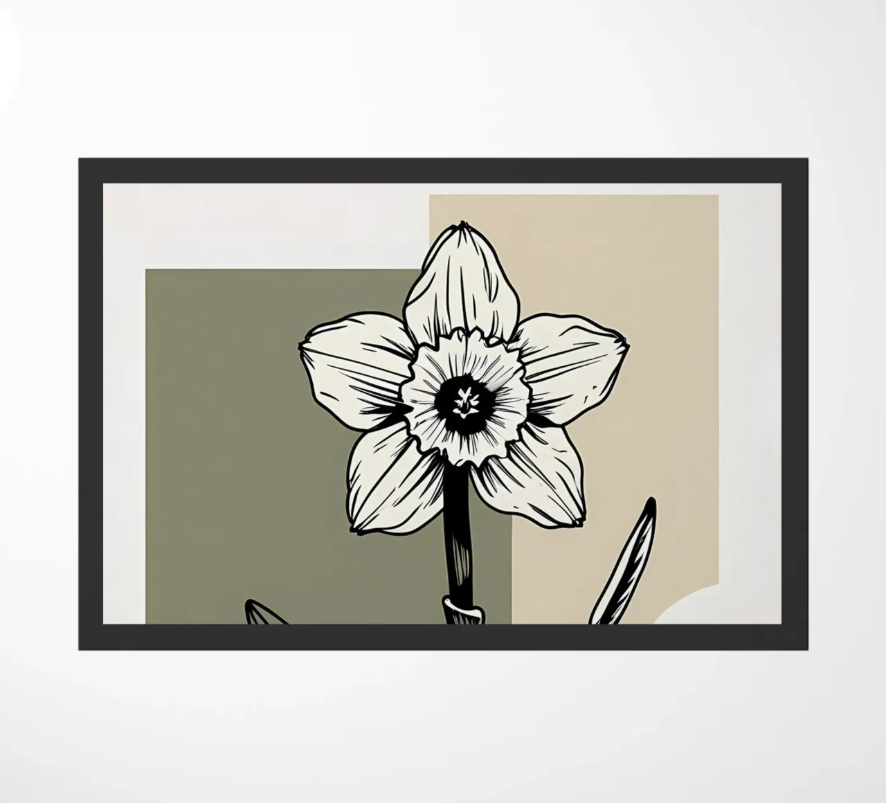 Line art minimalista di un singolo fiore di narciso zerbino da Bloom And Brush