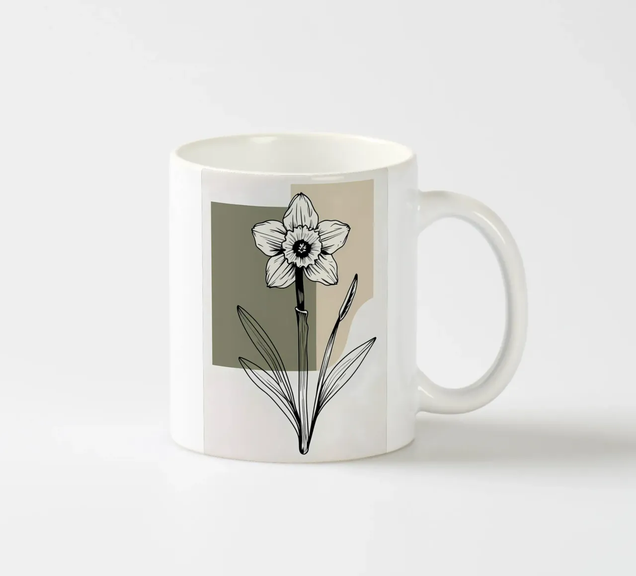 Line art minimalista di un singolo fiore di narciso tazza in ceramica da Bloom And Brush