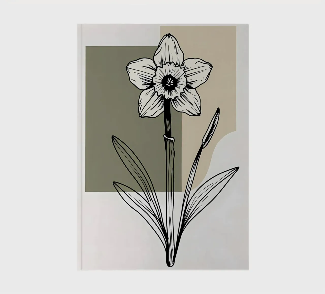 Minimalist line art of a single daffodil flower notebook by Bloom And Brush