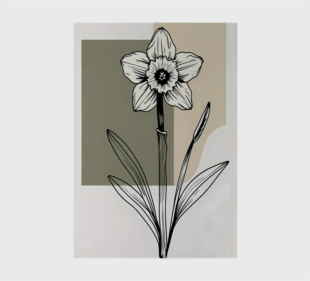 Minimalist line art of a single daffodil flower notebook by Bloom And Brush