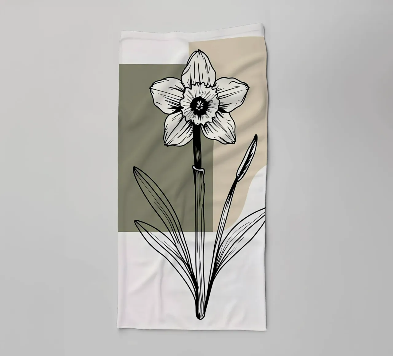 Line art minimalista di un singolo fiore di narciso asciugamano da bagno da Bloom And Brush