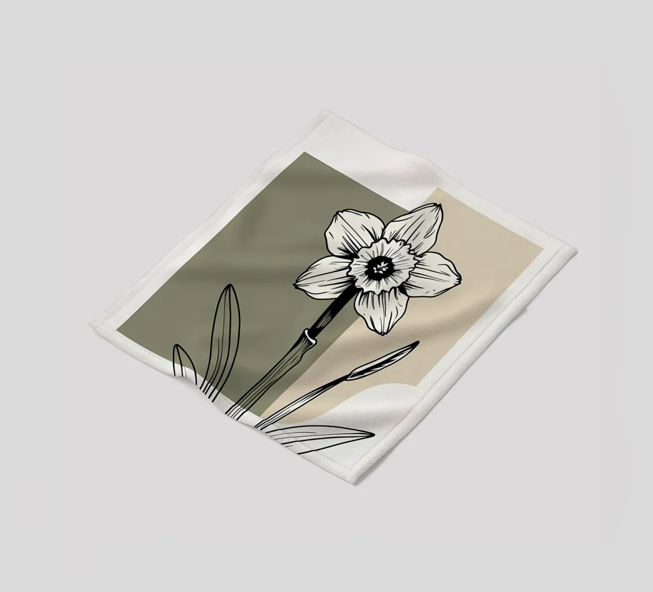 Line art minimalista di un singolo fiore di narciso coperta in pile da Bloom And Brush