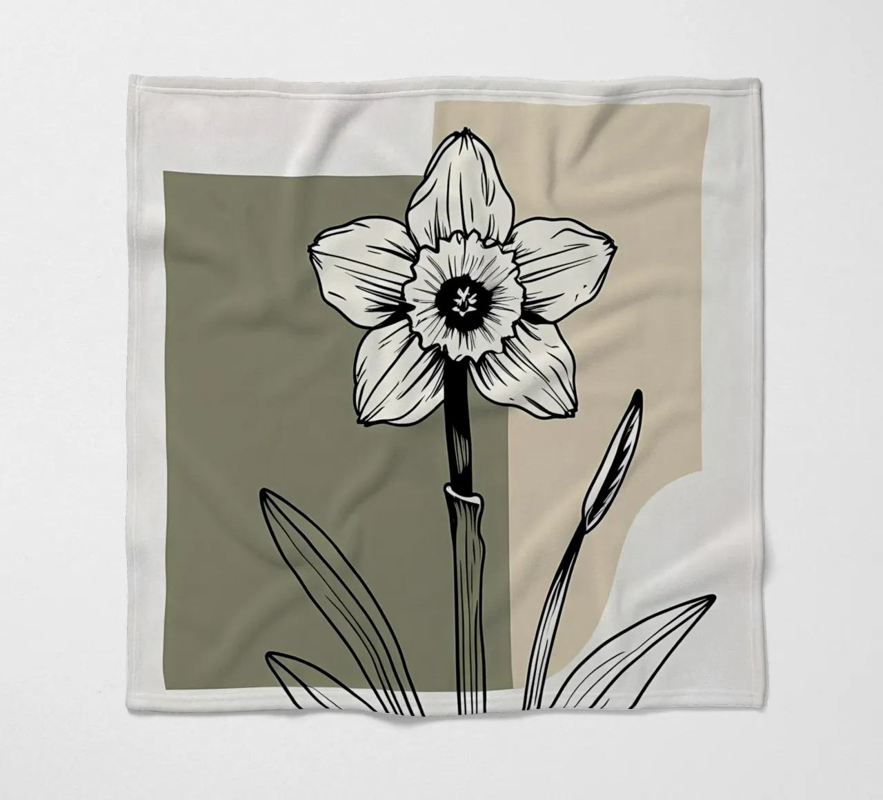 Line art minimalista di un singolo fiore di narciso coperta in pile da Bloom And Brush