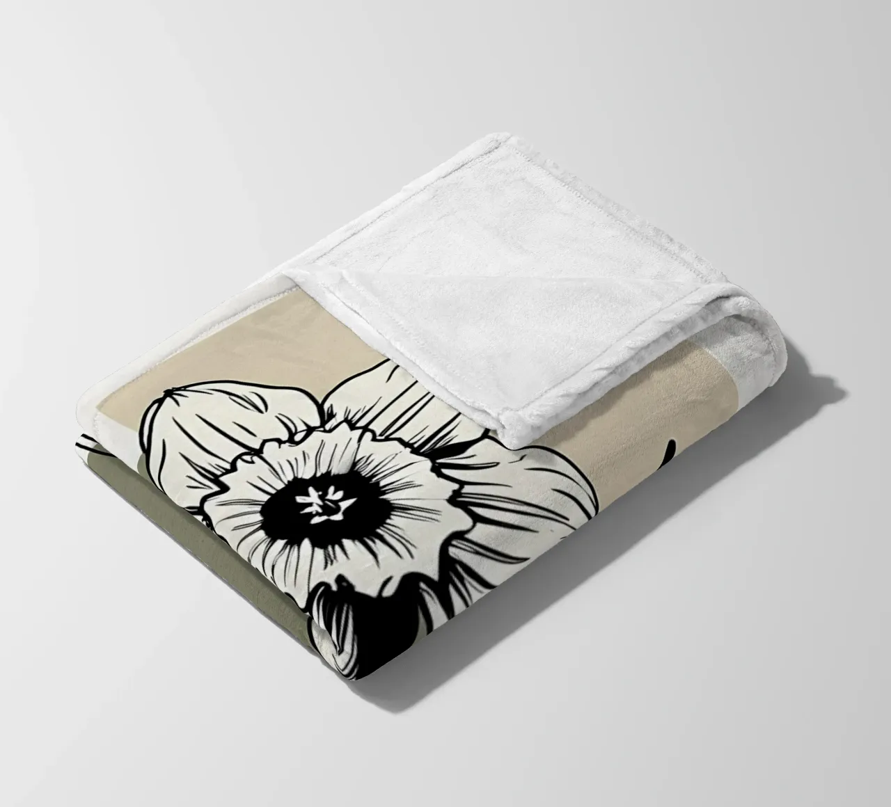 Line art minimalista di un singolo fiore di narciso coperta in pile da Bloom And Brush
