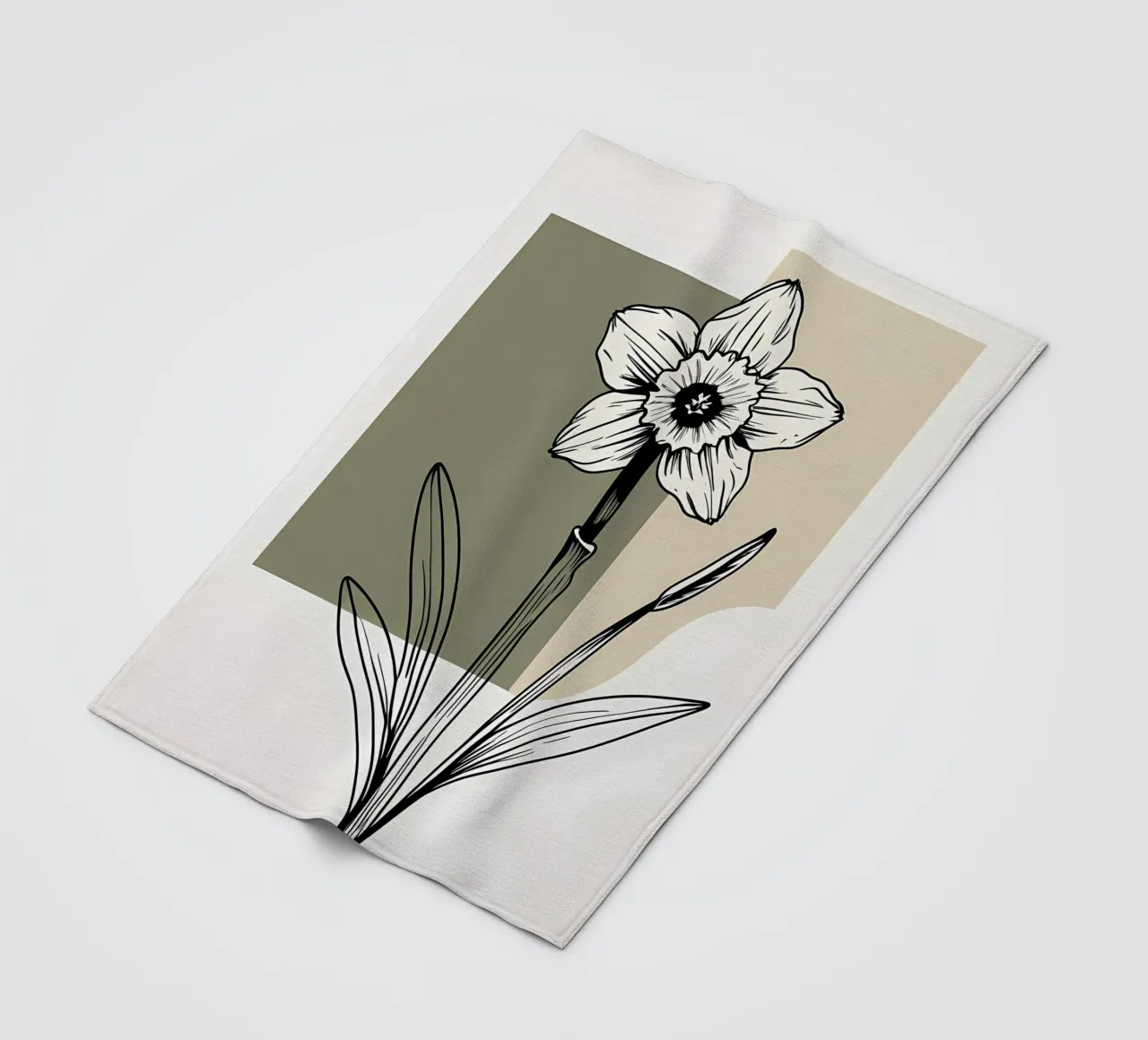 Line art minimalista di un singolo fiore di narciso coperta in pile da Bloom And Brush