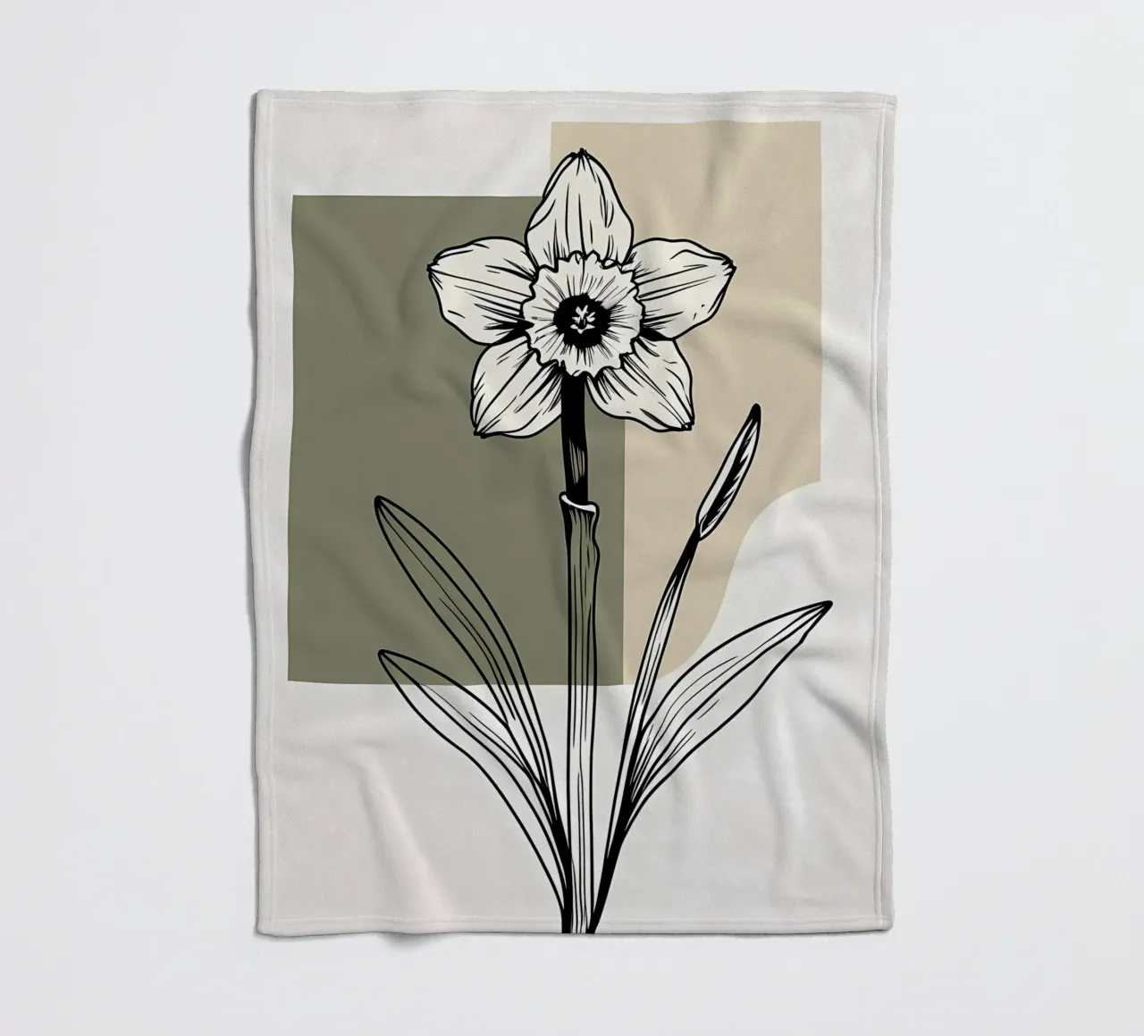 Line art minimalista di un singolo fiore di narciso coperta in pile da Bloom And Brush