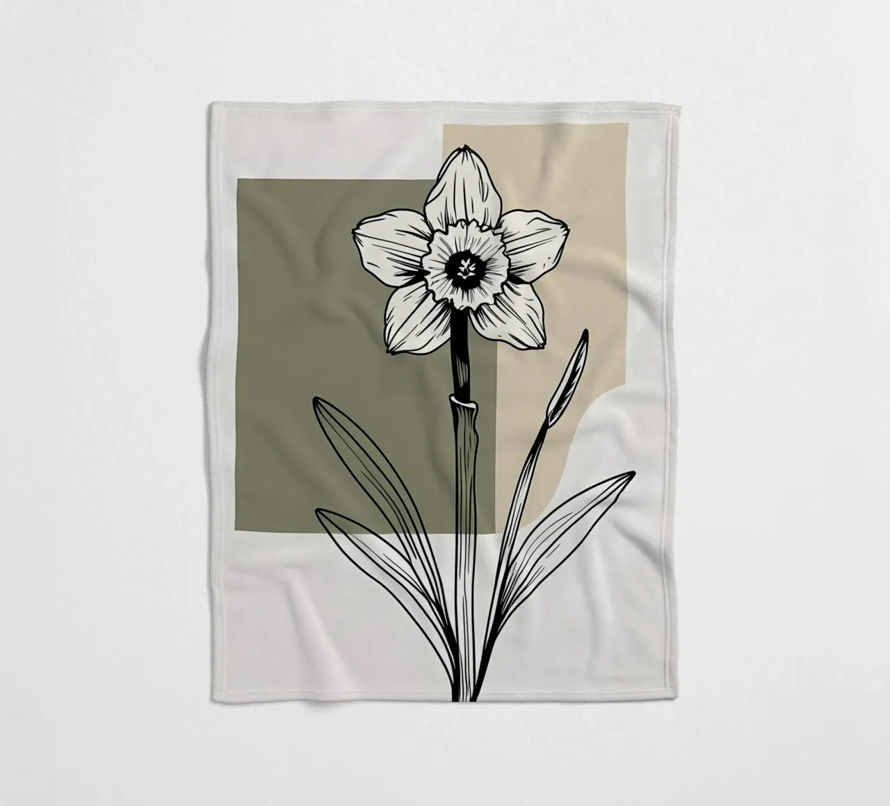Line art minimalista di un singolo fiore di narciso coperta in pile da Bloom And Brush