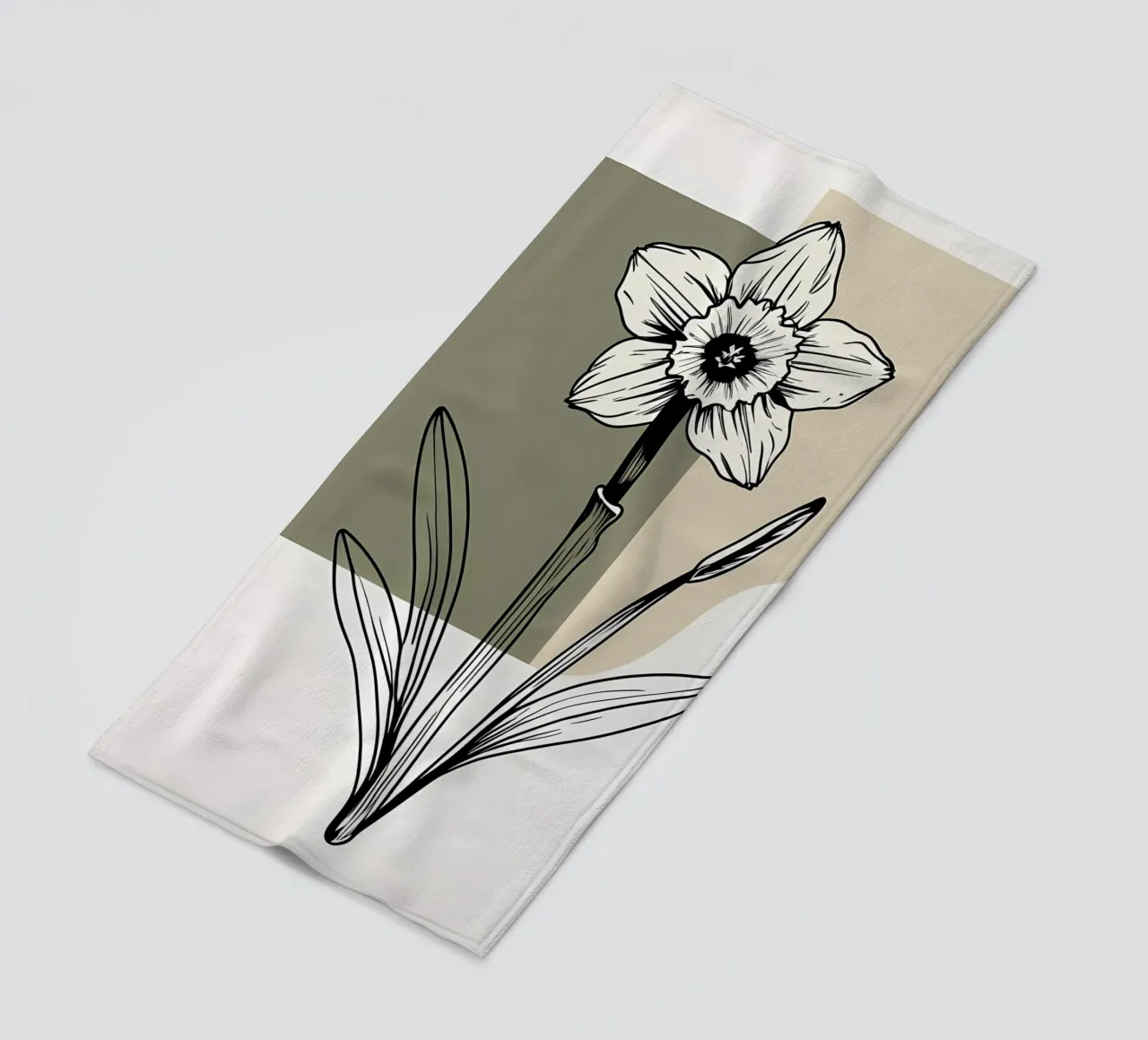 Line art minimalista di un singolo fiore di narciso telo mare da Bloom And Brush