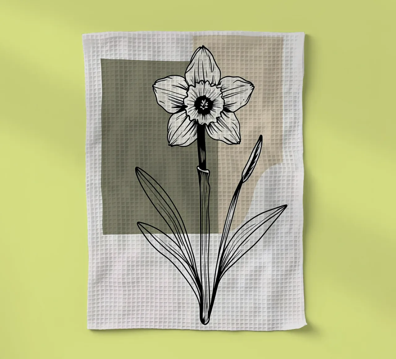Line art minimalista di un singolo fiore di narciso canovaccio da cucina da Bloom And Brush
