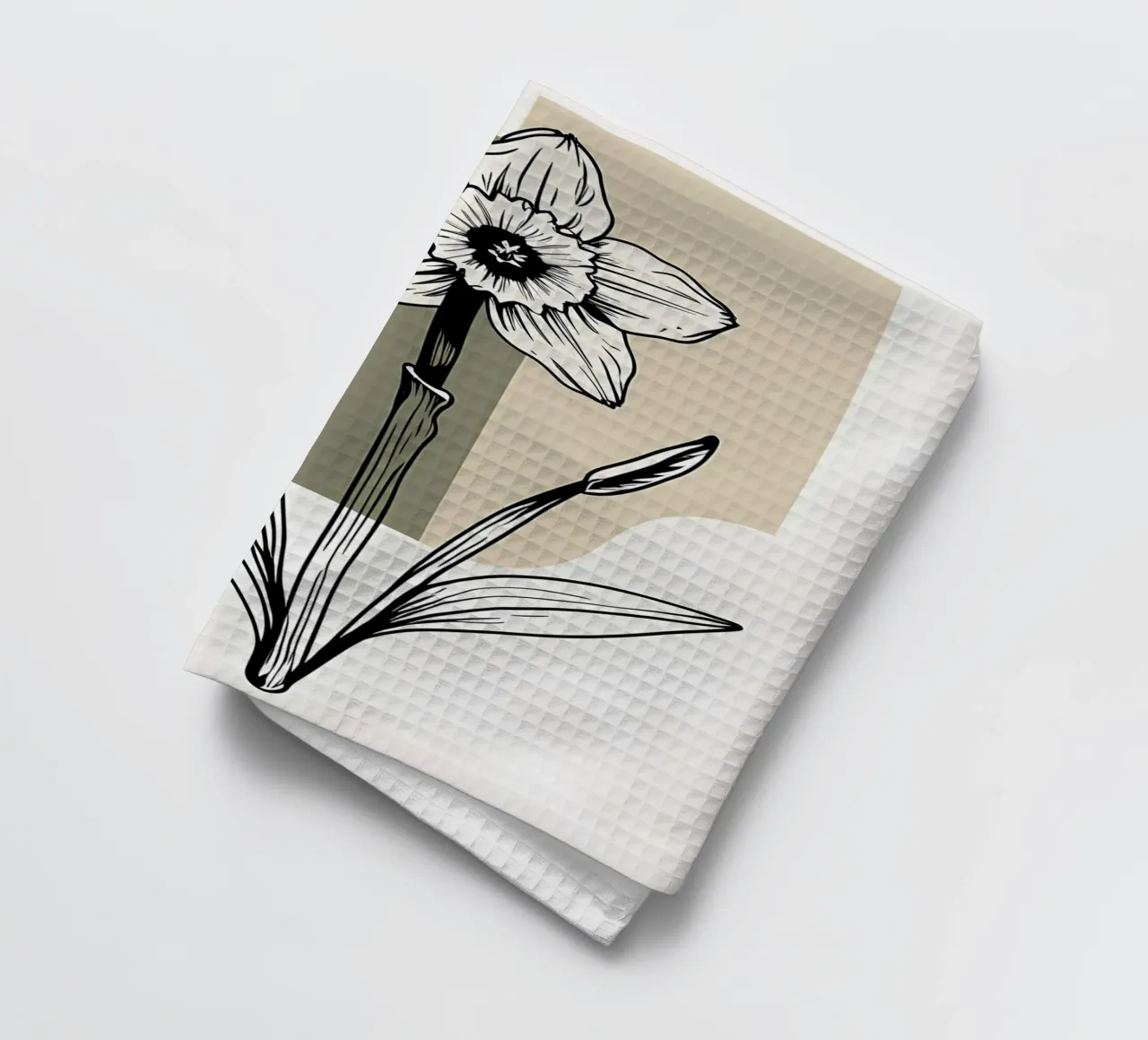 Line art minimalista di un singolo fiore di narciso canovaccio da cucina da Bloom And Brush