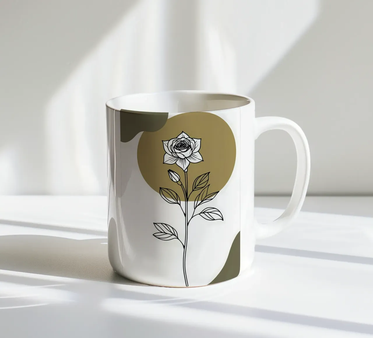 Line art minimalista di un singolo fiore di Amaryllis tazza in ceramica da Bloom And Brush