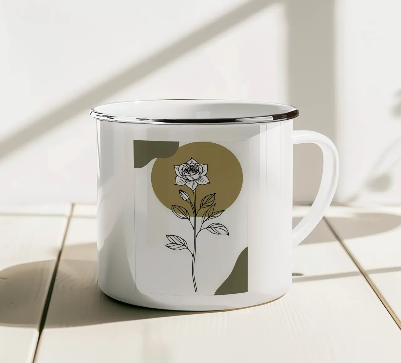 Dessin au trait minimaliste d'une seule fleur d'Amaryllis mug en émail de Bloom And Brush